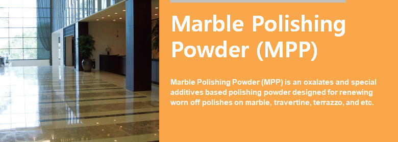 MPP (marble Polishing Powder) is formulated for the professional user. MPP is a polishing powder based on oxalates and special additives.
MPP is very effective for renewing worn off polishes on marble, travertine, terrazzo, etc. 

